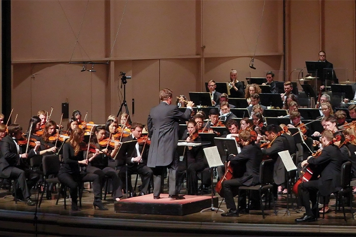 Orchestra with a conductor